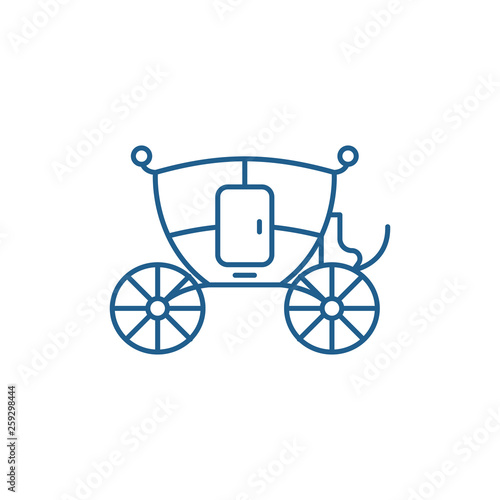 Wedding carriage line concept icon. Wedding carriage flat  vector website sign, outline symbol, illustration.