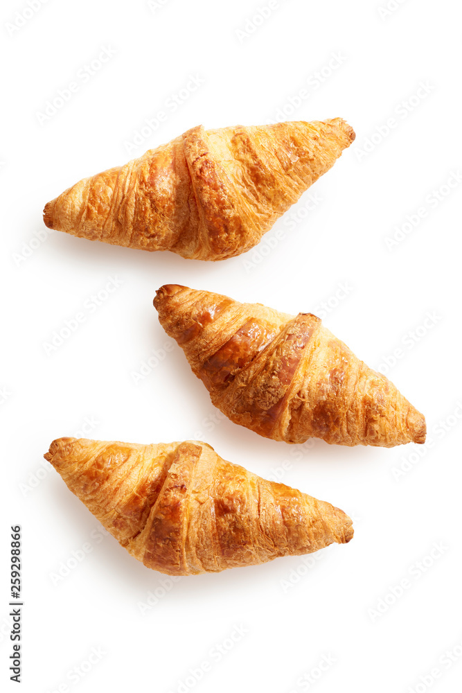 Three croissants White background Three croissants White background