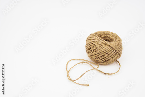 Brown rope roll isolated on white background
