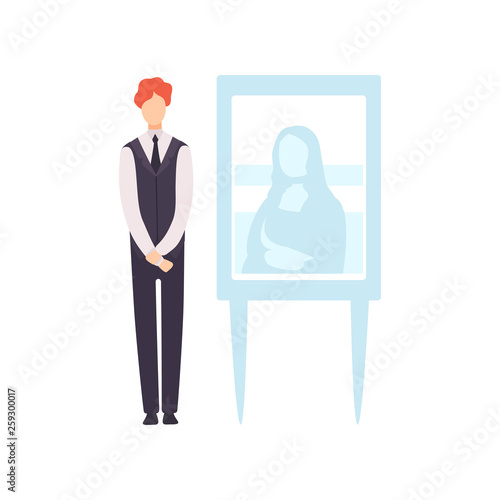 Man Selling Painting in Art Gallery, Auction Process Vector Illustration