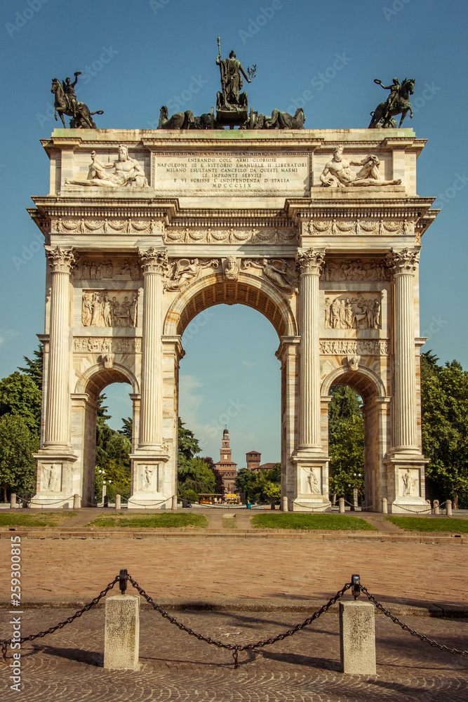 Arco della Pace, triumphal arch in Parco Sempione, Milan, Italy