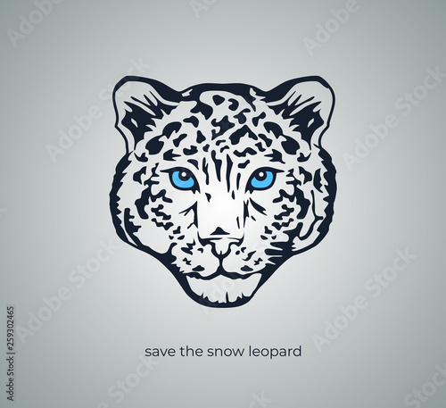 minimalist snow leopard head vector emblem 