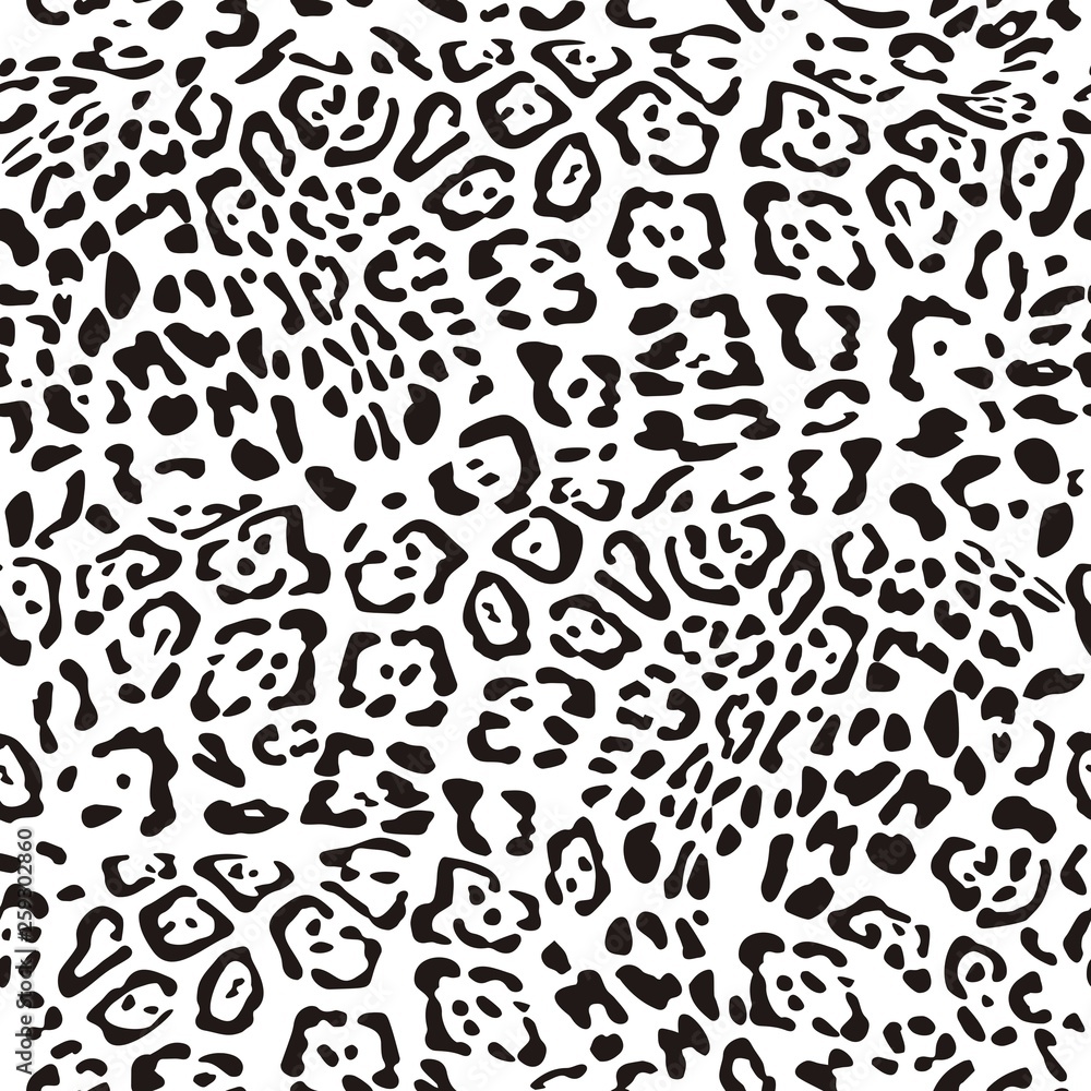 Leopard seamless pattern. Exotic wild animal skin. Safari print. Black and white spots. Skin of Cheetah, leopard, tiger. Fashionable, elegant, rich Animal abstract texture. vector illustration. 