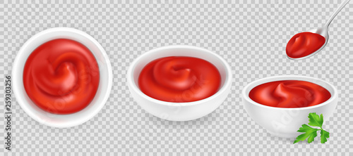 Ketchup in bowl and spoon