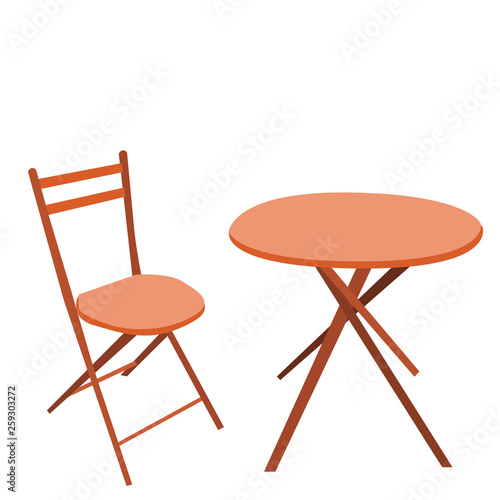 vector, isolated, rest round table and chair