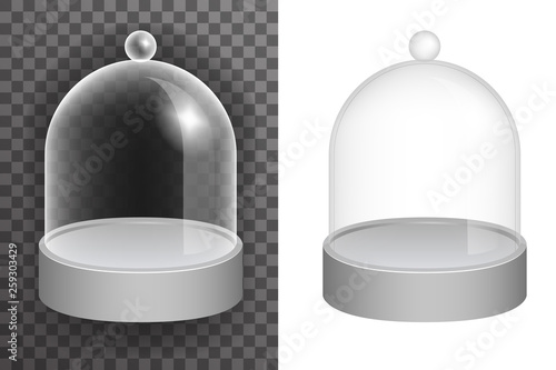 Isolated dome glass showcase box isolated 3d realistic shop glossy mockup transparent background design vector illustration