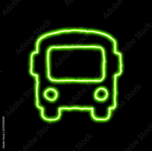 green neon symbol bus