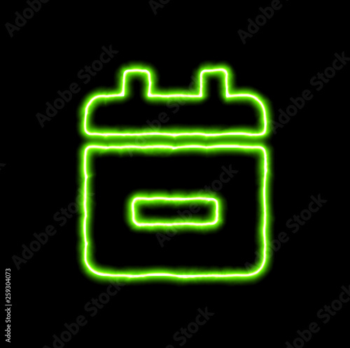 green neon symbol calendar minus