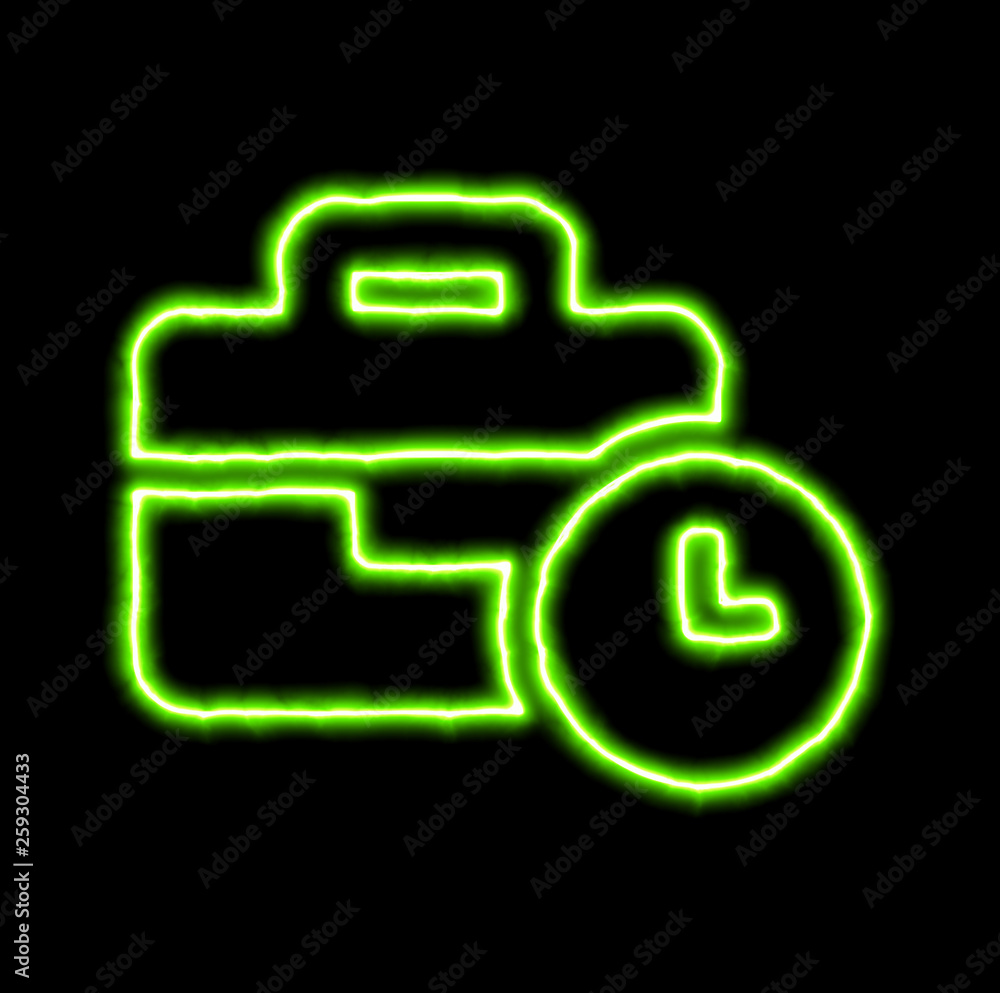 green neon symbol business time green neon symbol business time