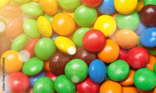 Assortment of colorful candies isolated on  background