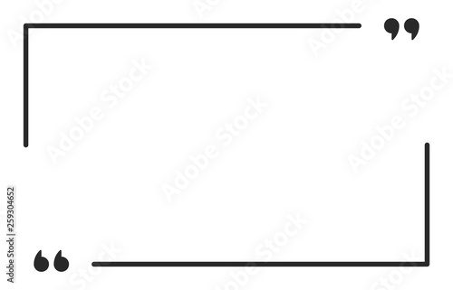 Quote frame. Template design of empty quotes square for statements or comments. Message typography, phrase and quotation.