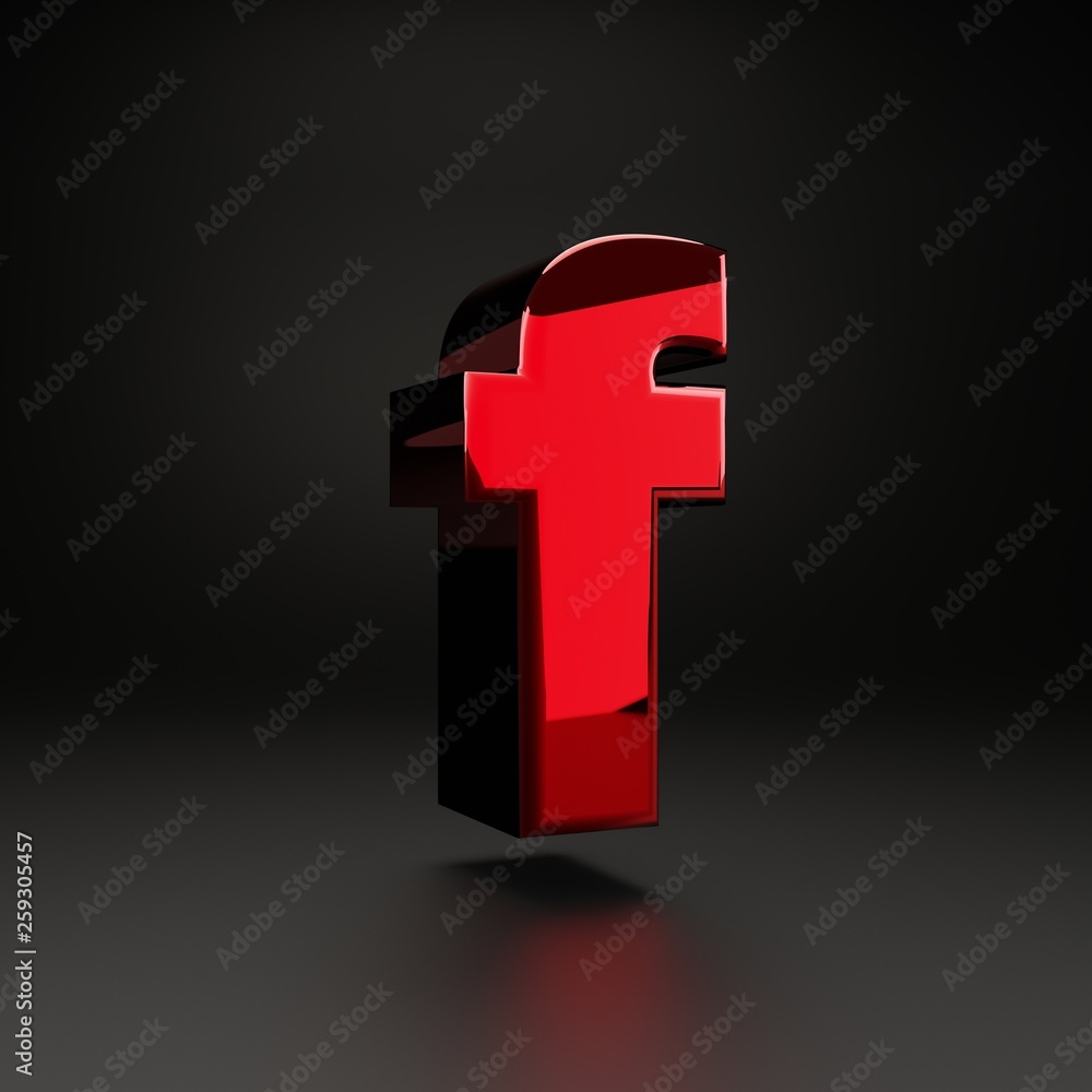 Obraz premium Volumetric metal lowercase letter F isolated on black background.