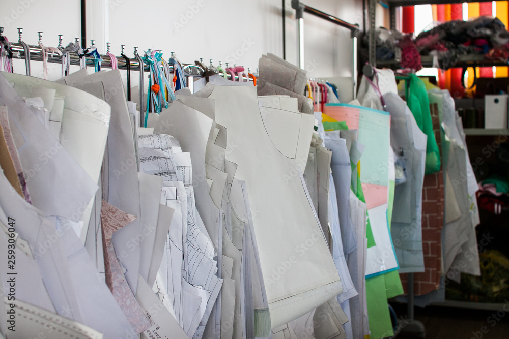 Storage of paper patterns in the sewing workshop Storage of paper patterns in the sewing workshop