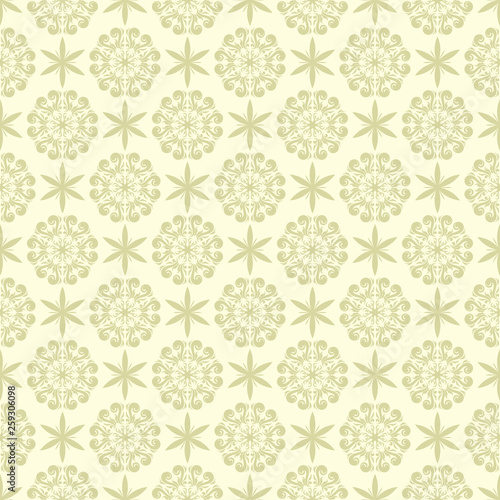 Floral seamless pattern. Olive green background