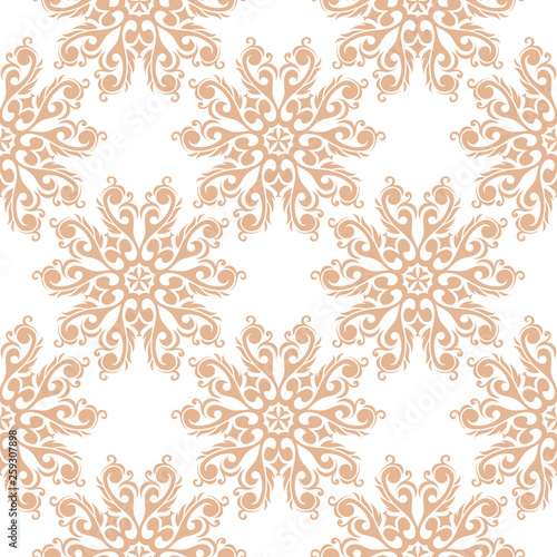 Brown floral seamless pattern on white background