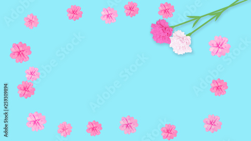 花に囲まれた背景 (母の日、 誕生日、バレンタインデー、クリスマス)