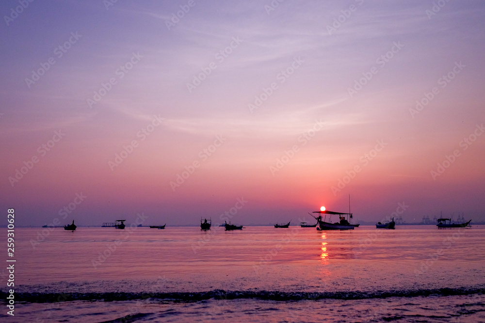 A very beautiful sunrise near the beach of Penang Malaysia