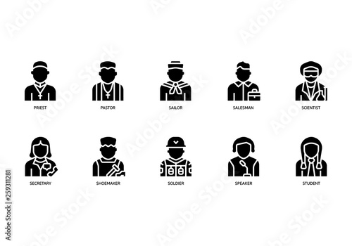 Jobs and occupations icons set