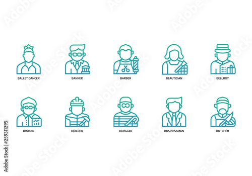 Jobs and occupations icons set