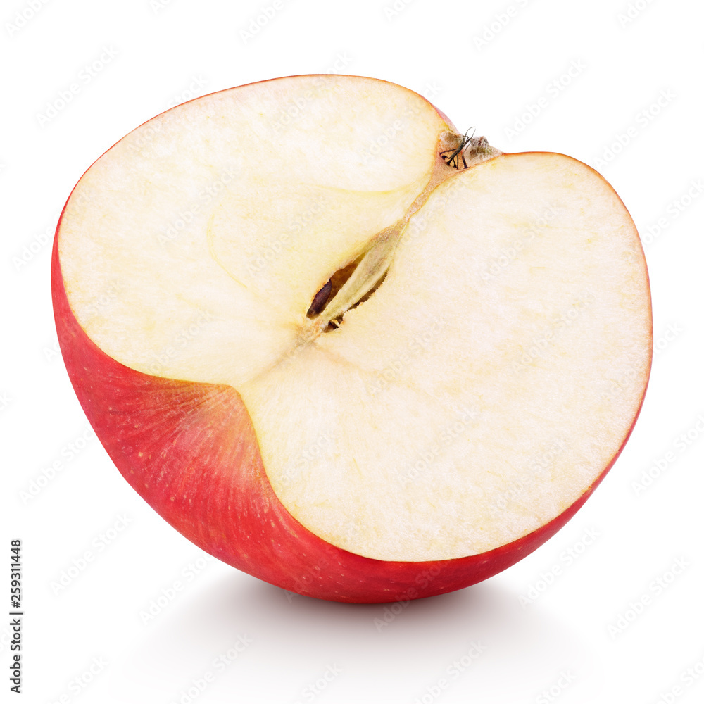 Isolated apple. Whole red, pink apple fruit with leaf isolated on white,  with clipping path Stock Photo