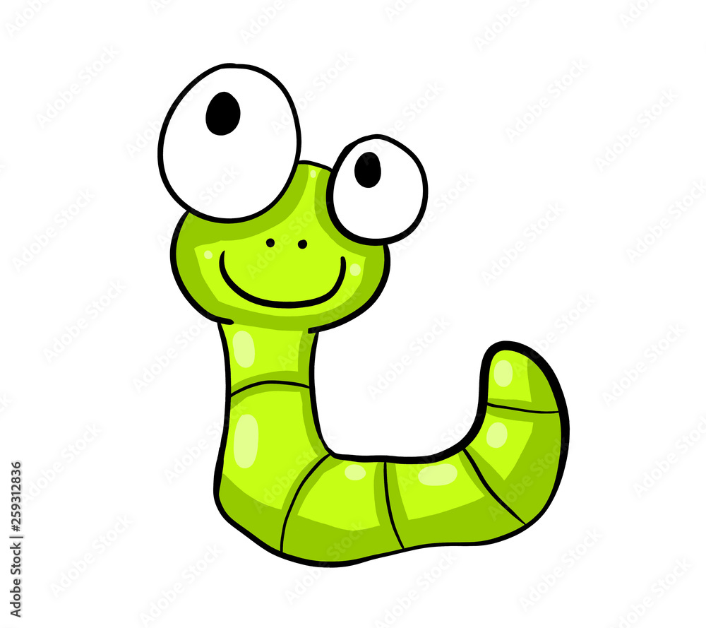 Fototapeta premium Stylized Funny Green Worm