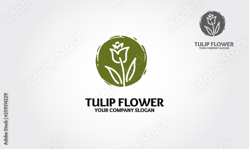Tulip Flower Vector Logo Template. Logo suitable for any business, flower shops, ikebana, other flower arrangements, health, wellness, fitness, yoga and spa centers, wedding, cosmetics, eco products.