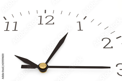 The clock and timestamp on white background. 3D illustration.