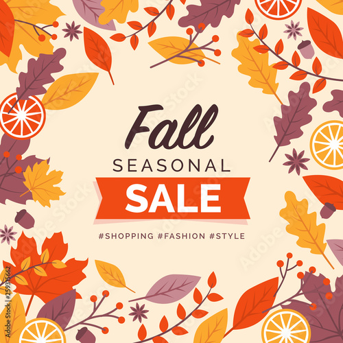 Fall seasonal sale promotional card design