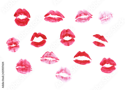 Lipstick kiss print isolated set