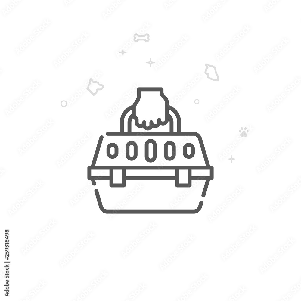Pet Carrier Vector Line Icon, Symbol, Pictogram, Sign. Light Abstract Geometric Background. Editable Stroke Pet Carrier Vector Line Icon, Symbol, Pictogram, Sign. Light Abstract Geometric Background. Editable Stroke