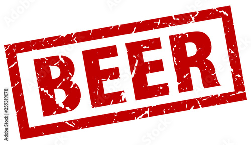 square grunge red beer stamp