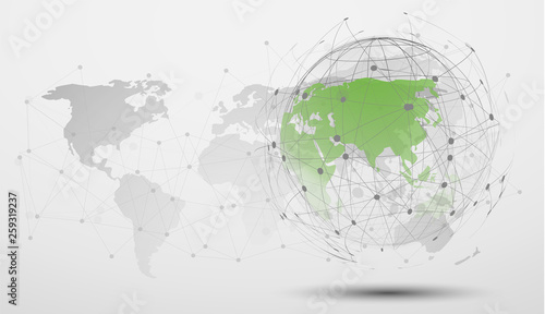 Network connection line composition concept mesh, earth vector