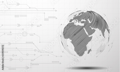 Network connection line composition concept mesh, earth vector