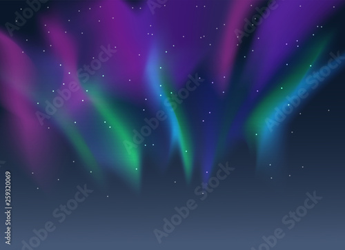 Vector aurora borealis illustration of northern lights