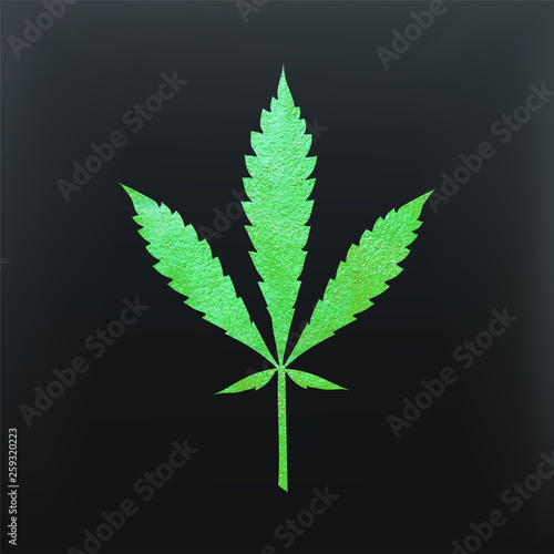 Green metallic cannabis leaf vector