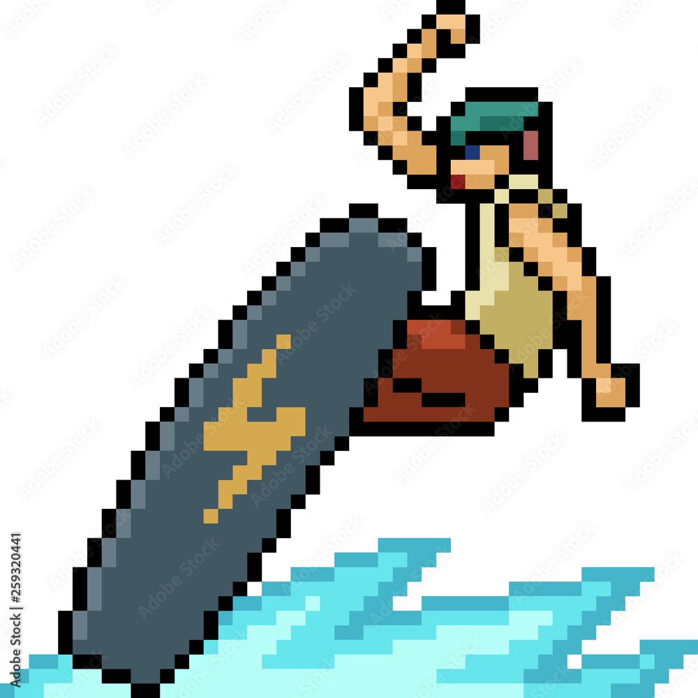 vector pixel art surfboard play