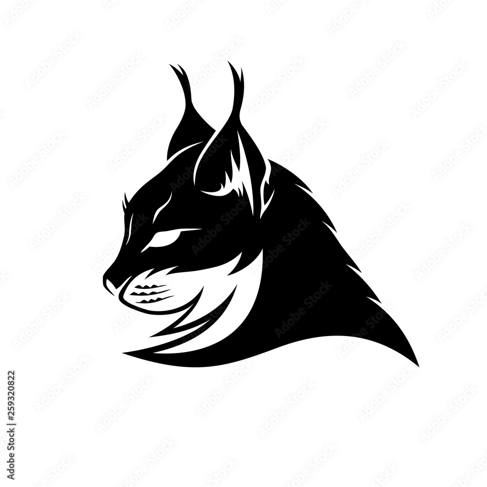 Obraz premium Lynx black sign mascot on a white background.