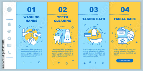 Personal hygiene onboarding mobile app page screen vector templa