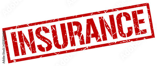 insurance red grunge square vintage rubber stamp