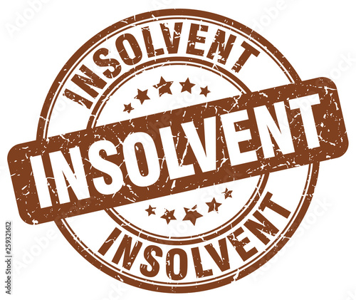 insolvent brown grunge round vintage rubber stamp
