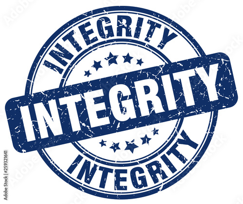 integrity blue grunge round vintage rubber stamp