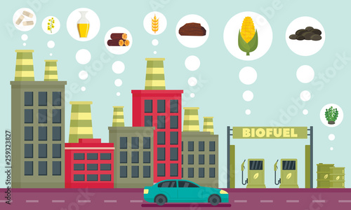 City bio fuel icons set. Outline set of city bio fuel vector icons for web design isolated on white background