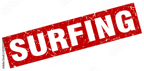 square grunge red surfing stamp