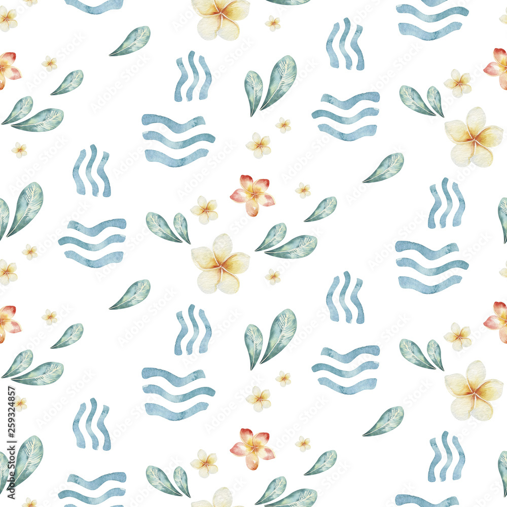 Watercolor style seamless surfing pattern of surf man and woman surfers silhouettes with surfboard wave background. Ocean surfing summer design Watercolor style seamless surfing pattern of surf man and woman surfers silhouettes with surfboard wave background. Ocean surfing summer design