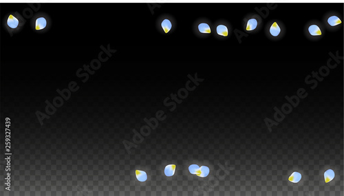 Vector Realistic Blue Petals Falling on Transparent Background.  Spring Romantic Flowers Illustration. Flying Petals. Sakura Spa Design. Blossom Confetti.