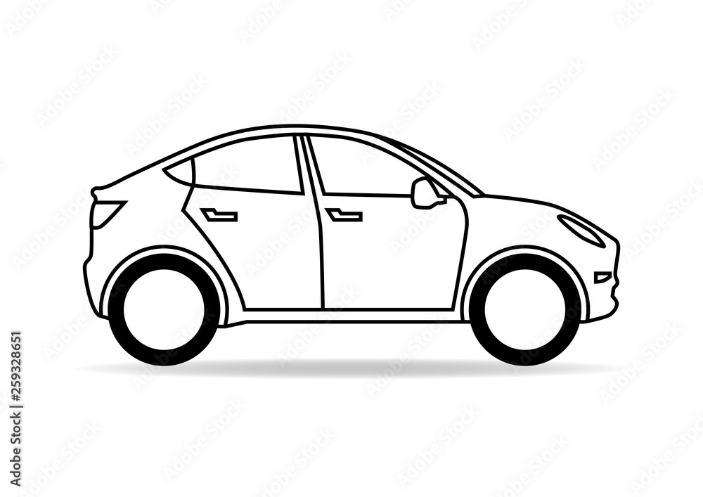 Fototapeta premium Elektro Auto Kontur Outline Silhouette