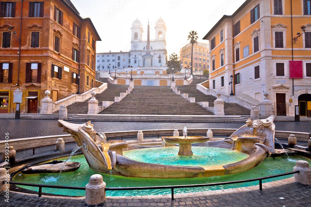 Spanish steps famous landmark of Rome morning view