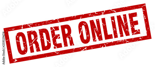 square grunge red order online stamp