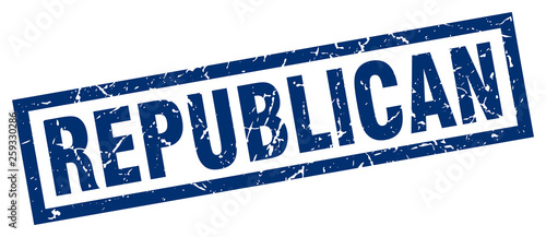square grunge blue republican stamp