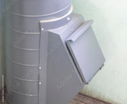 Garbage chute in apartment building garbage disposal